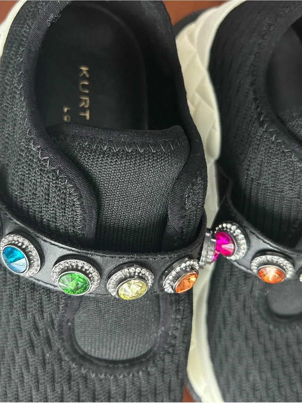 LONDON KNIT JEWEL Multicolor Gem Strap black knit sneaker
